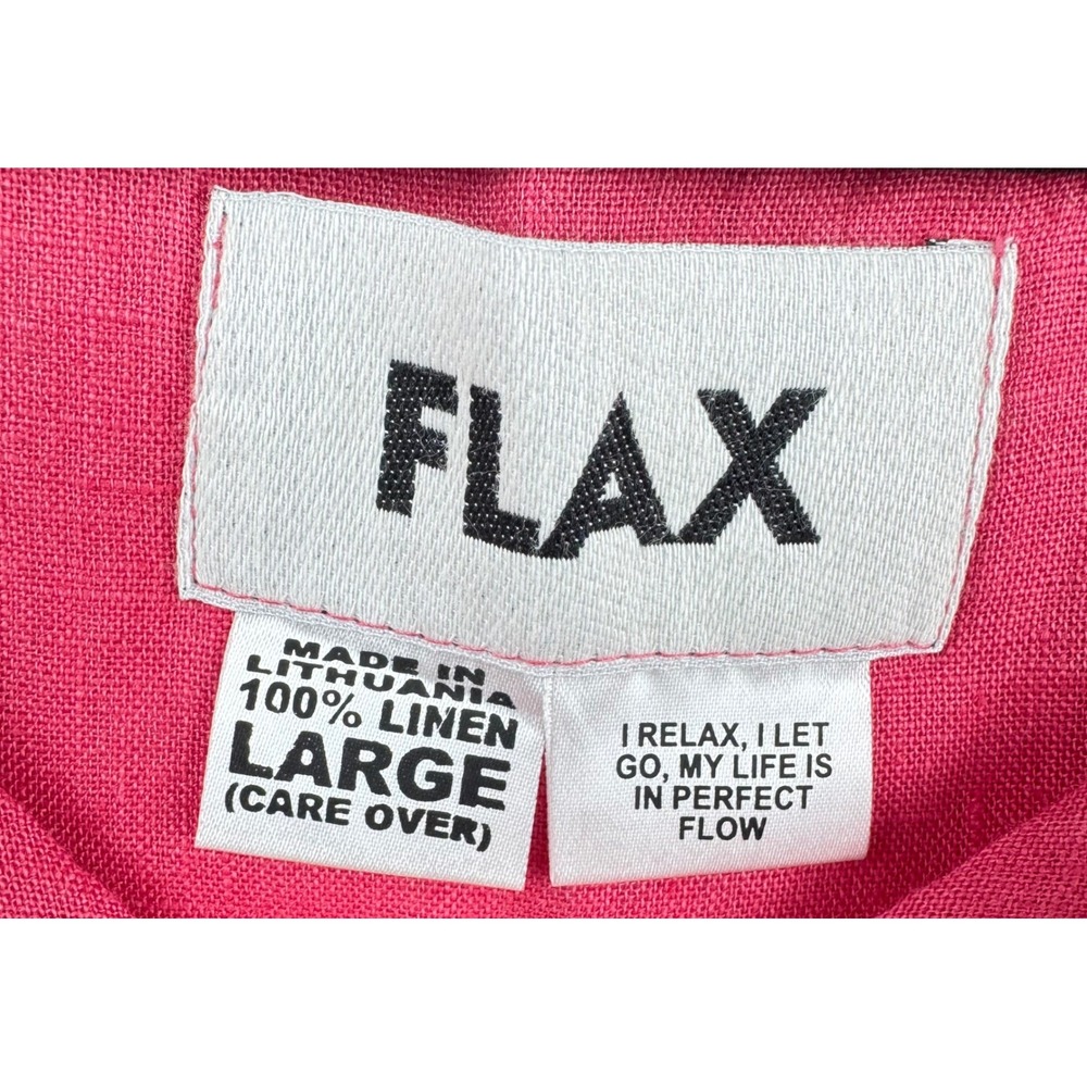 FLAX Linen Tank Top Women Large Pink Coral Sleeveless Scoop Neck Boxy Lagenlook - Picture 5 of 8